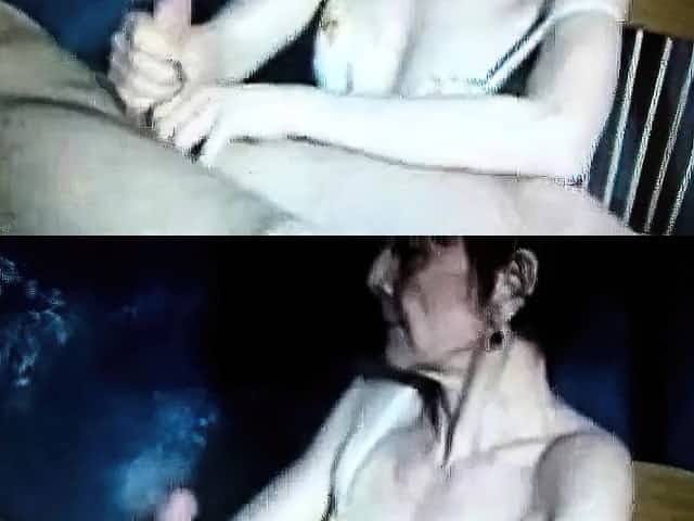 Mature mom handjob his boy! Amateur!