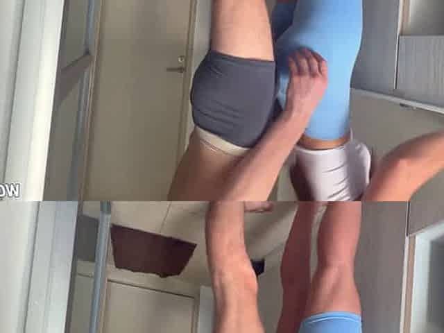 Bubble butt hot milf standing doggystyle and facial