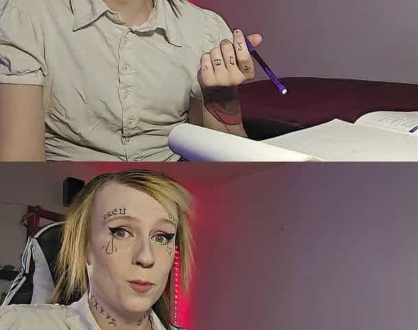 College T-cutie / Femboy disrobes and bangs for homework assist - Transgender JOI