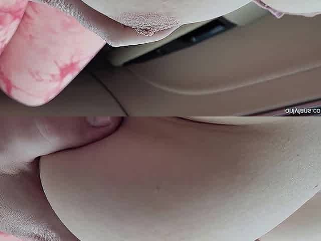 Gently Touching Stepsis's Large Sensitive Titties and Hard Teats in the Car, Large Booty Grinding