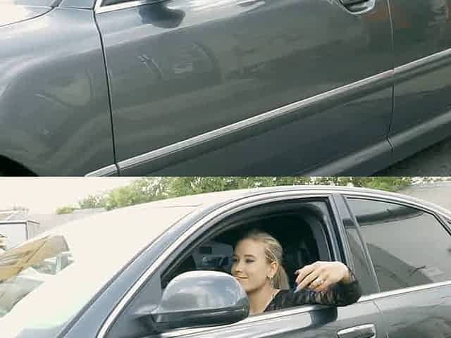 Anette slut smoking in the car
