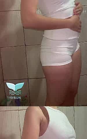 The Gal Moist Herself in the Shower to Watch How Her Moist Clothing Would Look. Wetlook
