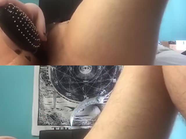 shaggy punk FTM screws snatch raw with hairbrush