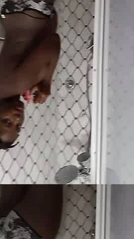 Naughty Slim Thick Hot Ebony Girlfriend Showering but Her Shower Scene Almost Turned Into a Dangerous Boob Squeeze - Mastermeat1