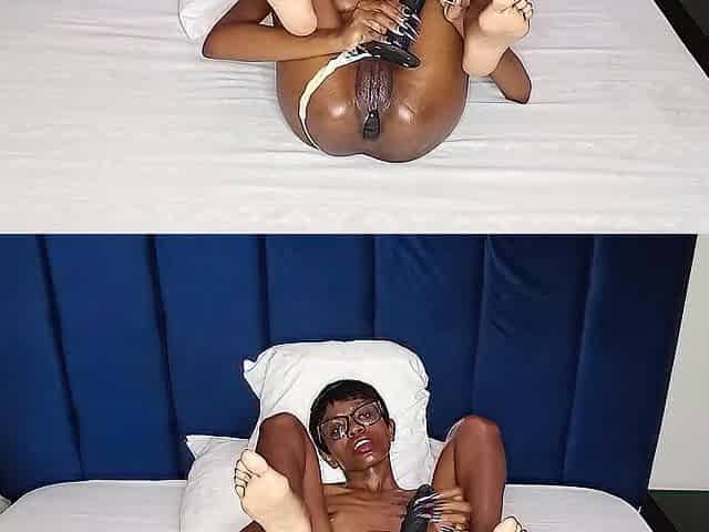HER BUTT CLENCHES, THEN WAVES AT COLD-BLOODED SEX TOY'S INEXORABLE CRAM