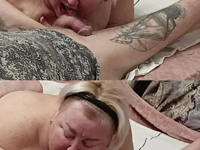 Cum Hard on Stepmom Deep in Throat