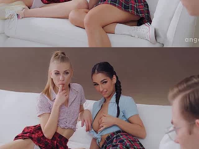 BEAUTIES.LOVE Outstanding models Bonnie Dolce and Kama Oxi getting drilled by a favourable nerd