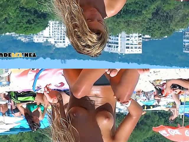 Dazzling nude beach girl filmed by a voyeur