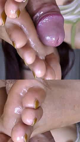 Footjob with Cum on Feet