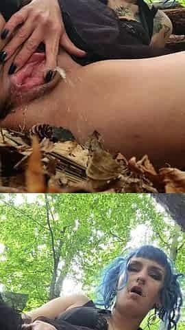 Pumped Pussy Pisses in Forest, Someone Is Here with Me