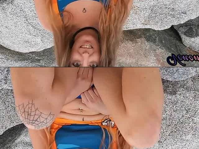 VENOM MERCILESS PLAYS WITH HER CONSTRICTED CUNT ON THE BEACH
