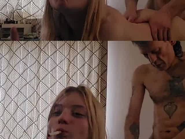 Cute Blonde Smoking Fucked From Behind. Amateur Porn