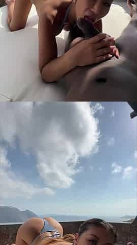 Asian hottie gets to play with BBC on her vacation POV