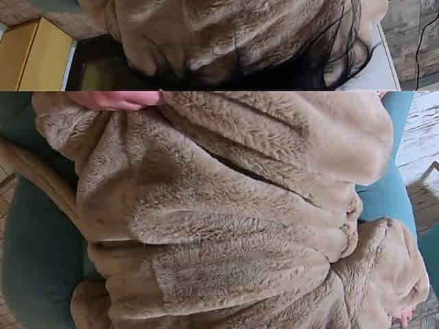 Naked in My Fur Coat, Deep Blowjob, Doggy Fuck and Cum on Satin Lining