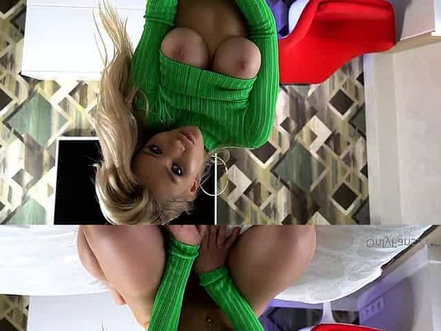 Busty blonde babe riding a big cock