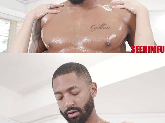 Pale babe Khloe Kapri, covered in lube, licks the feet of and rims a muscular stud!
