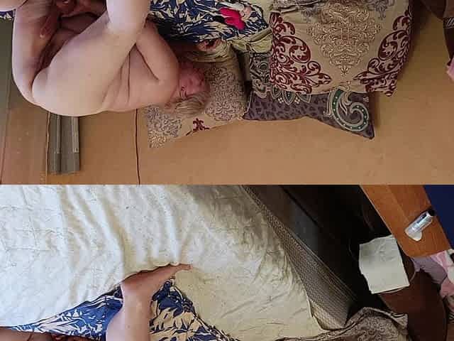 Girlfriend with Round Ass and Big Hairy Cunt Masturbates with Toys