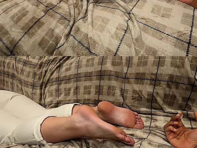 Cum on Jen's red toes three