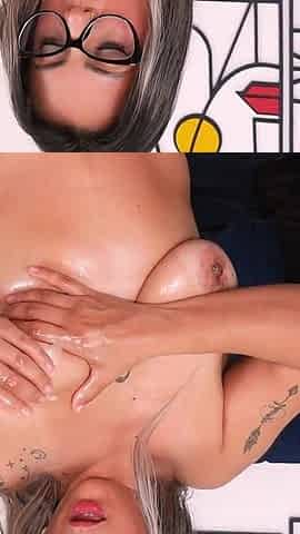 Colombian Woman with Big Breasts Works with Them and Lots of Oil