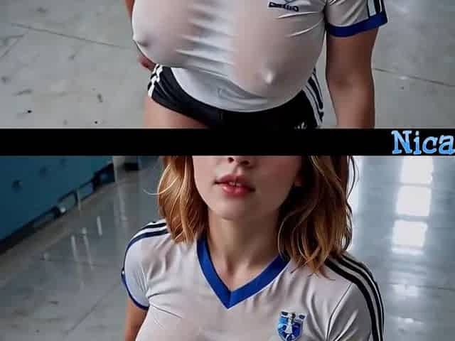 AI Redhead Football Cheerleader Team-fucked in Locker Room