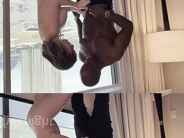 Voluptuous blonde enjoys passionate interracial creampie fun