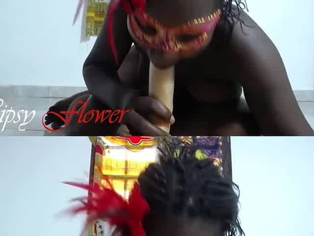 Black masive butt bouncing on a large vibrator
