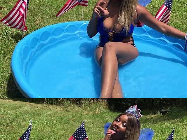 Playing with my vagina outside in my backyard on the fourth of July
