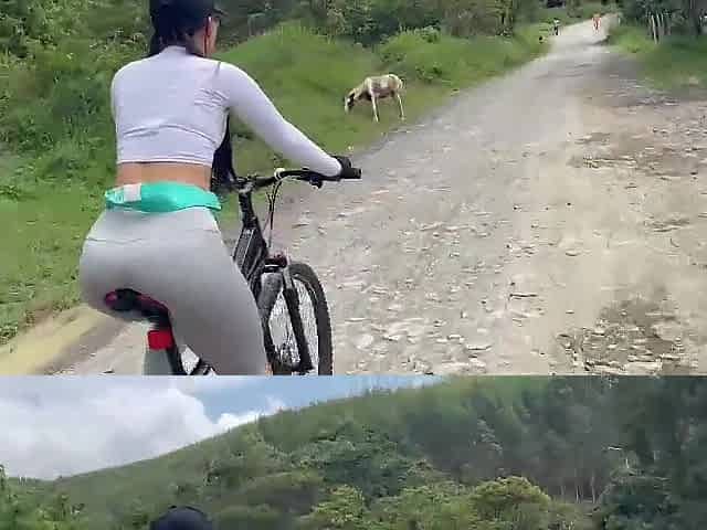 Colombian with a large booty ends up banging with her most excellent ally on a bike ride.
