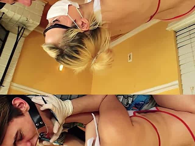 Masked And Gloved Nurse Blowjob