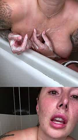 Join me in the bath while I tease you with my tits and big