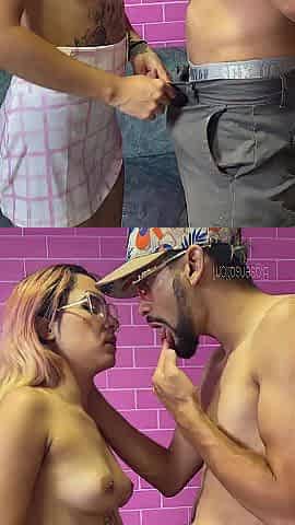 Cum face and glasses