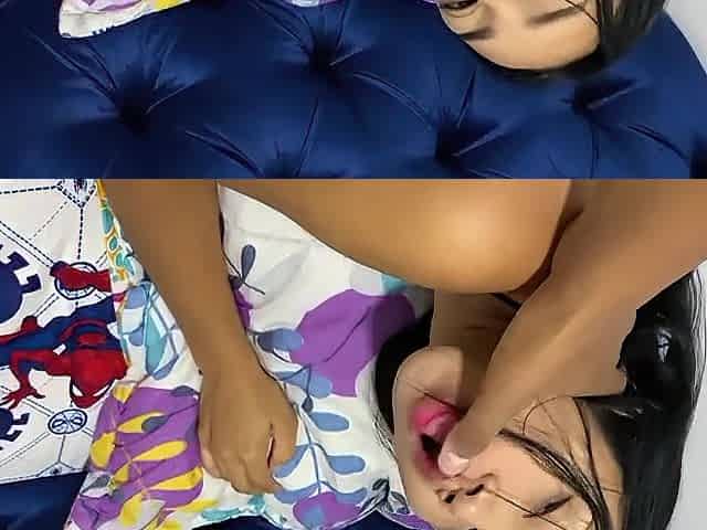 Creampie Linda morena es follada en su Habitacion