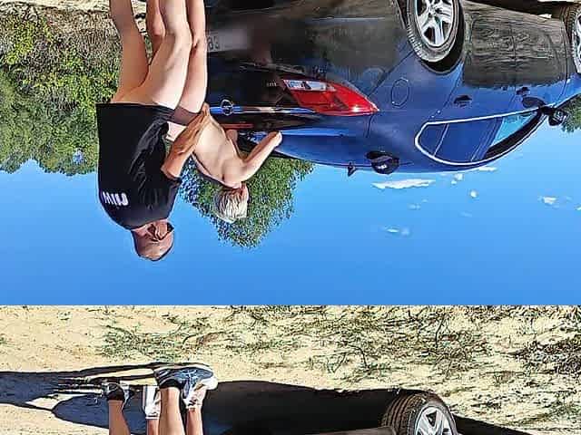Sex with a golden-haired outdoors