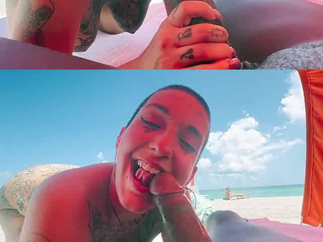 Welcome to Miami! Pornstar Gia Lovely Sucks Louie Smalls on a Public Beach at KingBBC