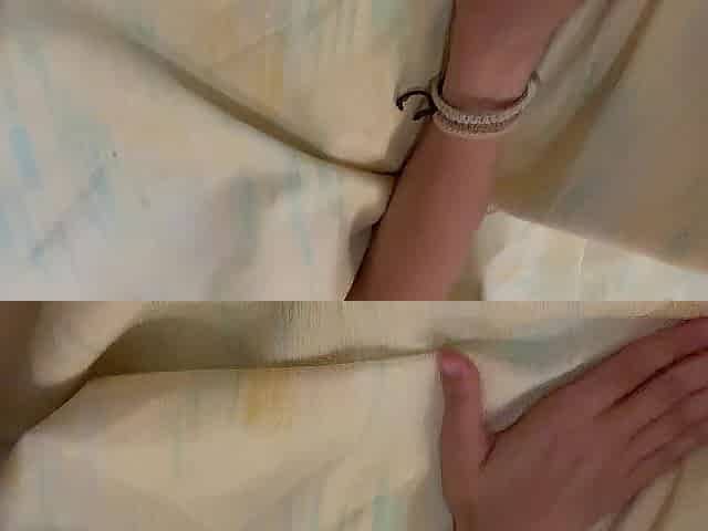 Real morning masturbation of a cute golden-haired with large natural melons and a consummate body