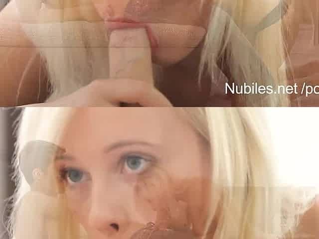 Amateur tongue leaking with semen