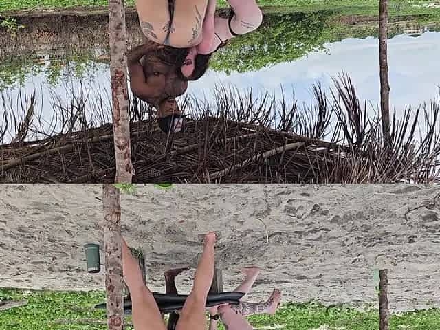 Riding 2 constricted little booties on the beach in Salvador