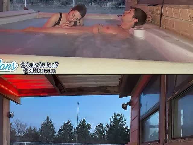 Bent over the hottub so the neighbors can watch us screwing????