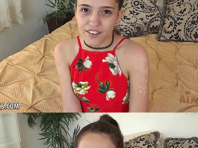 Petite teen in a floral dress, Brooke Haze took off her clothes and showed us her pussy
