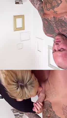 Blonde step sister Sky Blu catches stepbrother masturbating and joins in