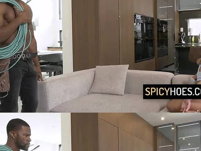 Slender Bitch Likes Large Ebony Weenie In Her Taut Snatch