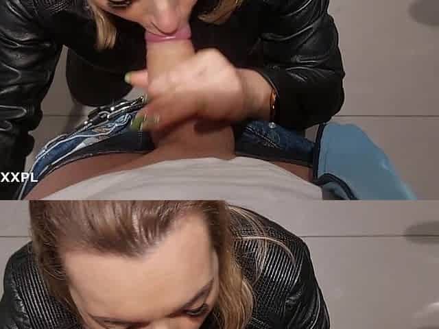 I Met Her While Shopping, She Gives Me a Blowjob in a Public Restroom and She Swallows a Huge Load of Cum