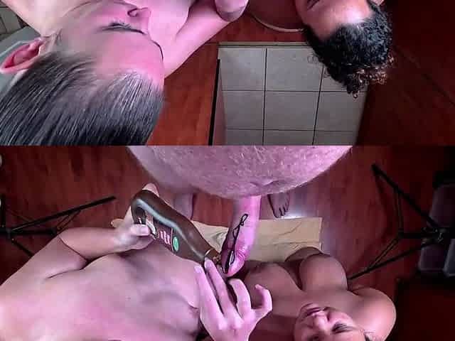 Sucking chocolate sauce off a jock with my ally