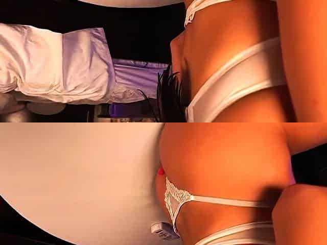 Solo brunette in lingerie masturbates