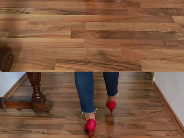 Pink Heels on Wood - Seductive Clicking and Jeans Tease Asmr