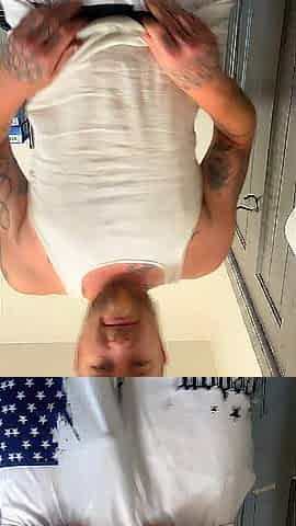 Excited pee in white shorts