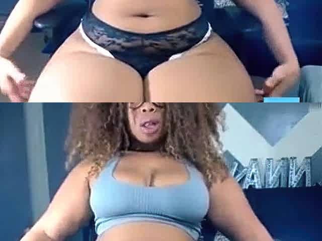 Phat BBW with Hairy Bush Shows Off on Webcam