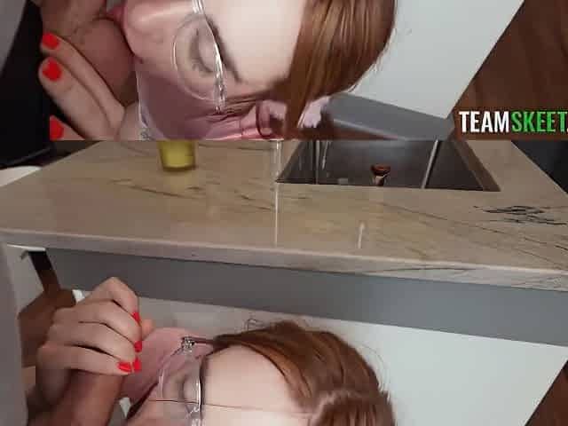 Reese Robbins - She Likes To Get Messy - Pigtailed Redhead Student 18+ Nerd Enjoys Deepthroat Blowjob