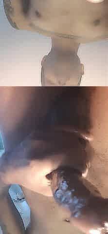 STROKING LARGE EBONY PULSATING DONG