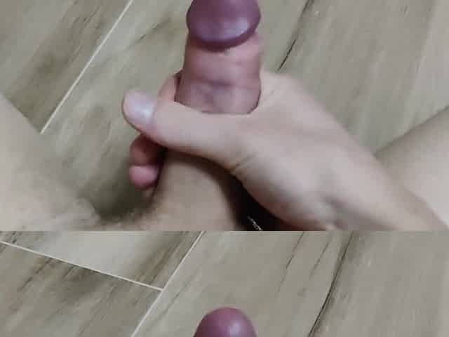 Barely legal teen strokes his uncut virgin penis. Giant jizz flow